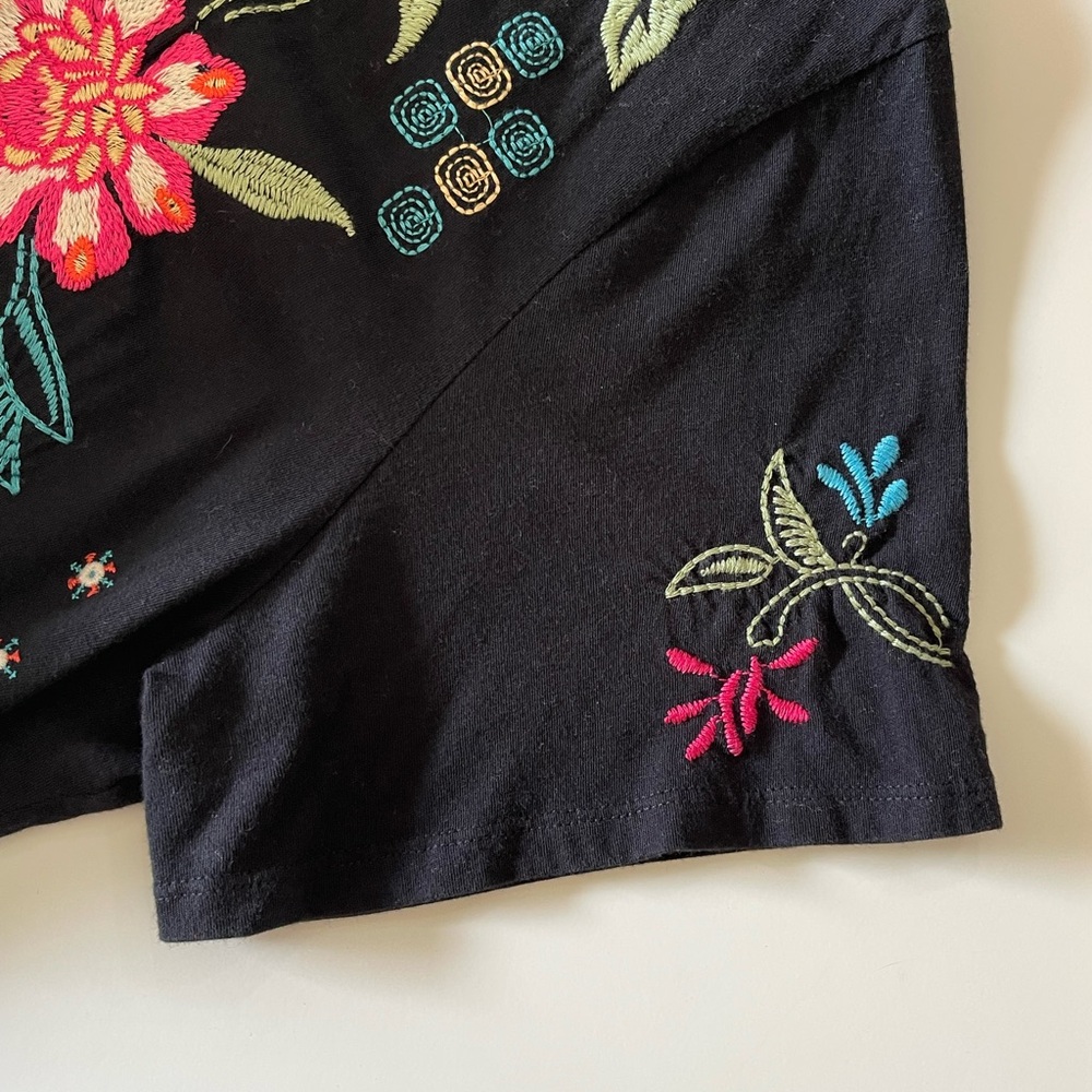 Johnny Was Floral Embroidered Katie Knit Henley Tiered Maxi Dress Boho Hippie XL - Picture 6 of 9